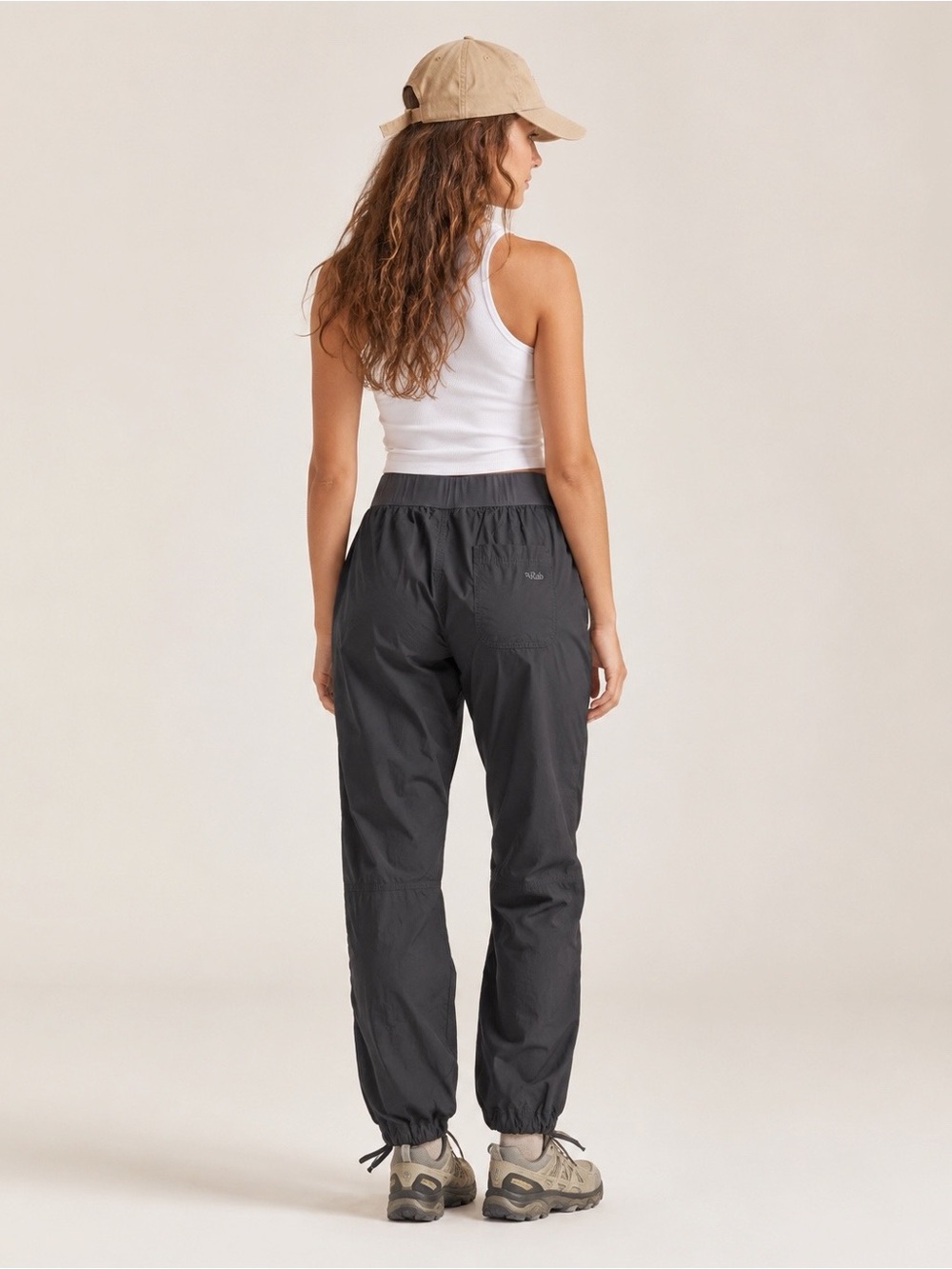 RAB Woman Gray Lightweight Elastic Waistband Stretch Fabric Hiking Pants LARGE